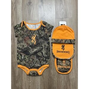 Browning Baby's Buckmark Orange Blue 4 Piece Set‎ Size 18M